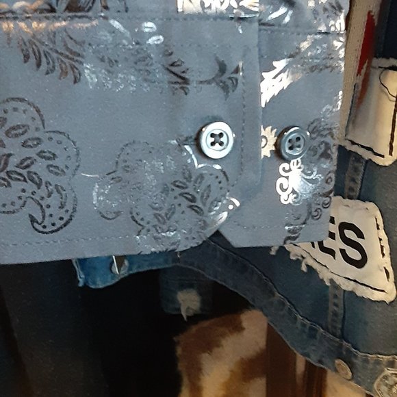 HOUSE OF LORDS BLACK AND GOLD MENS BUTTON SHIRT - Picture 4 of 4